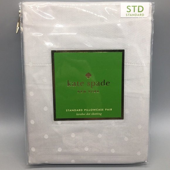 2pc Kate Spade Standard Pillowcase Set Pair Light Gray Larabee Dot 20"x32" NEW - Picture 1 of 2